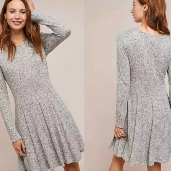 Anthropologie Dresses & Skirts - Anthropologie Dolan Neige Brushed Fleece Knit Sweater Dress Gray Long Sleeve XL